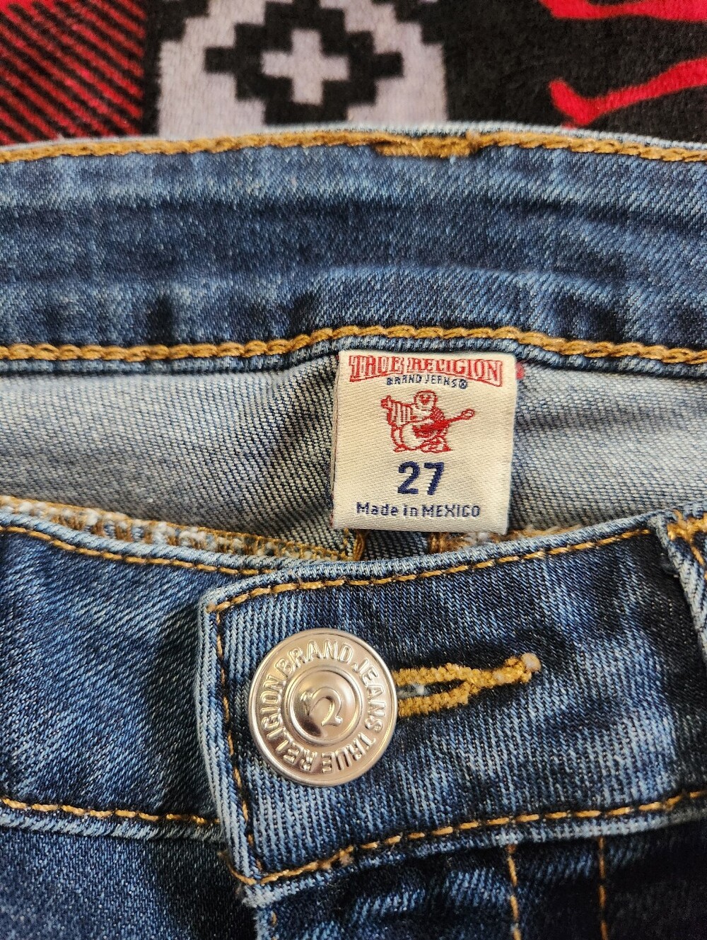 True Religion Super Skinny Flap Frayed Ankle Jeans Medium Wash 27 EUC - Picture 5 of 12